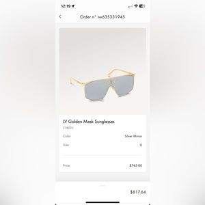 Louis Vuitton Golden Mask Sunglasses AUTHENTIC! Z1852U